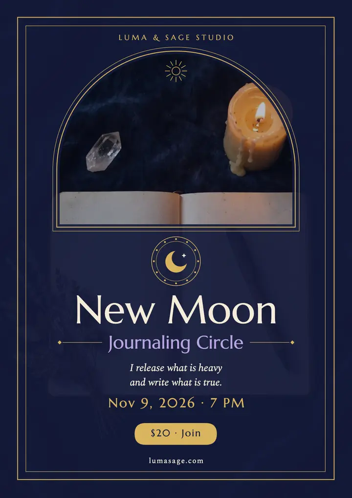 New moon journaling circle tarot flyer: journaling circle flyer template