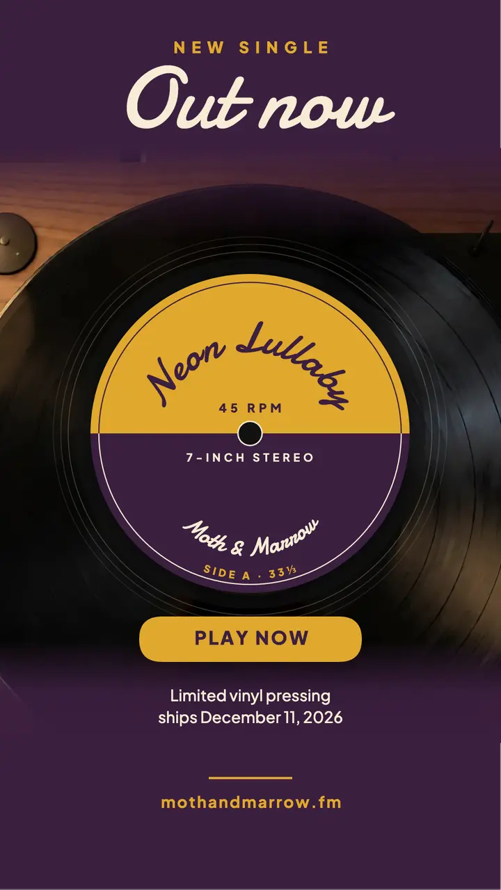 New single on vinyl, 45 rpm label story template
