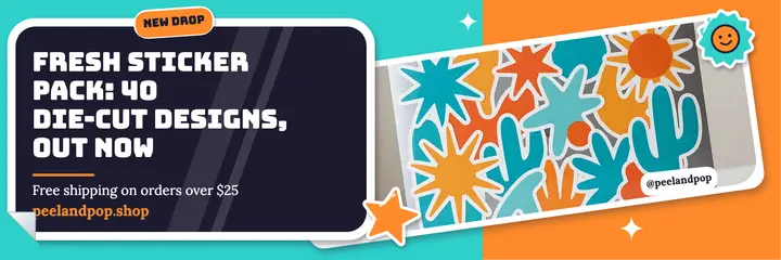 Peel & Pop new sticker pack drop header template