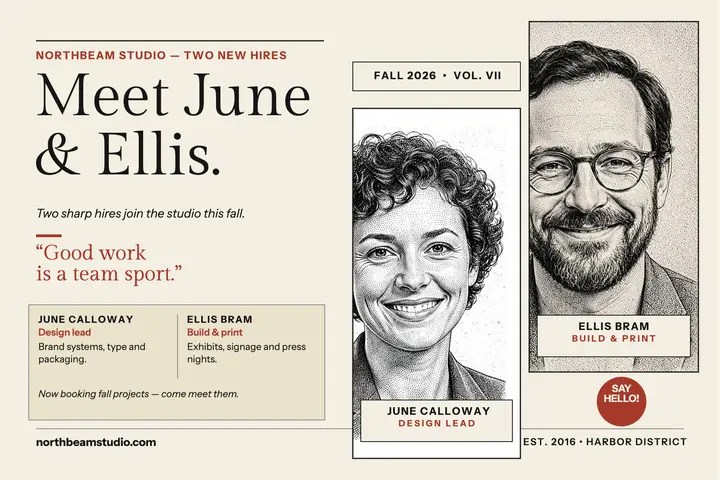 Northbeam welcomes June and Ellis postcard template