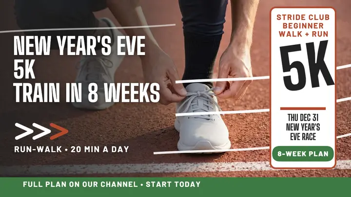 Stride Club New Year 5K training thumbnail template