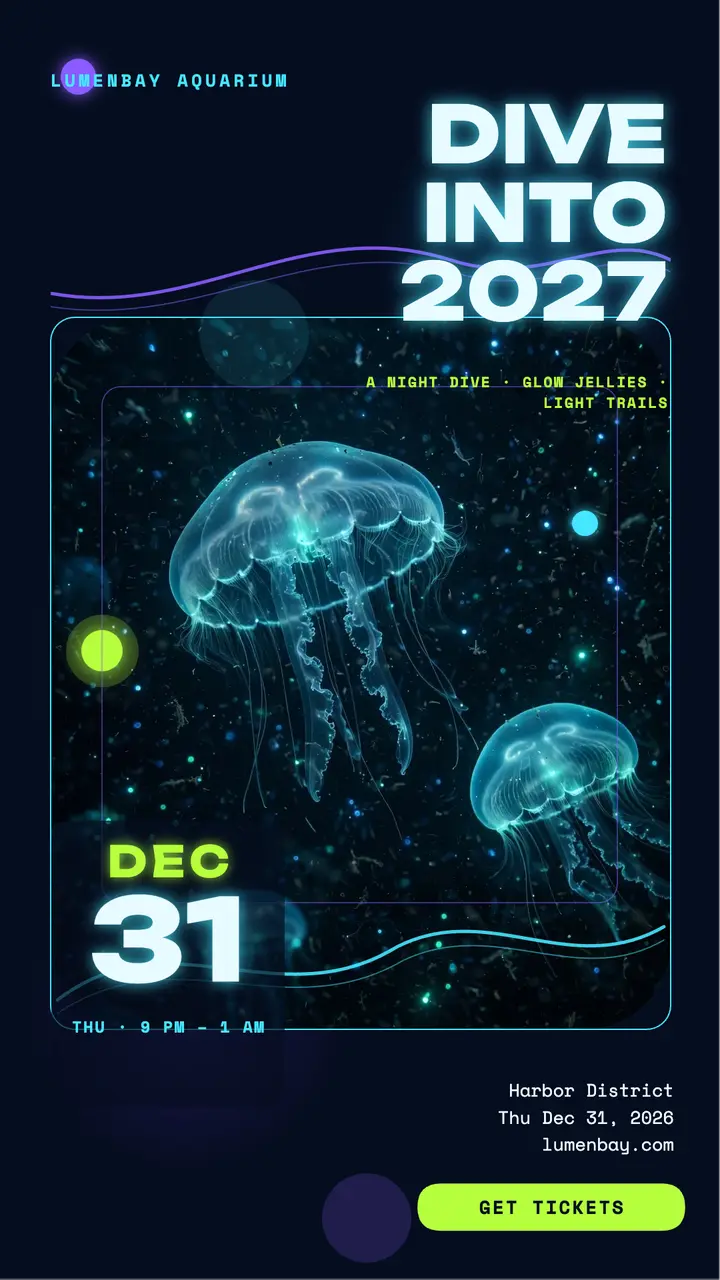 Lumenbay New Year night dive glow story template