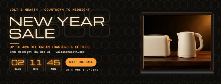 Volt and Hearth New Year sale cover template