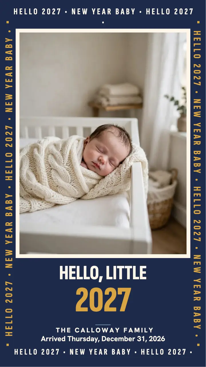 Calloway new year baby announcement story template