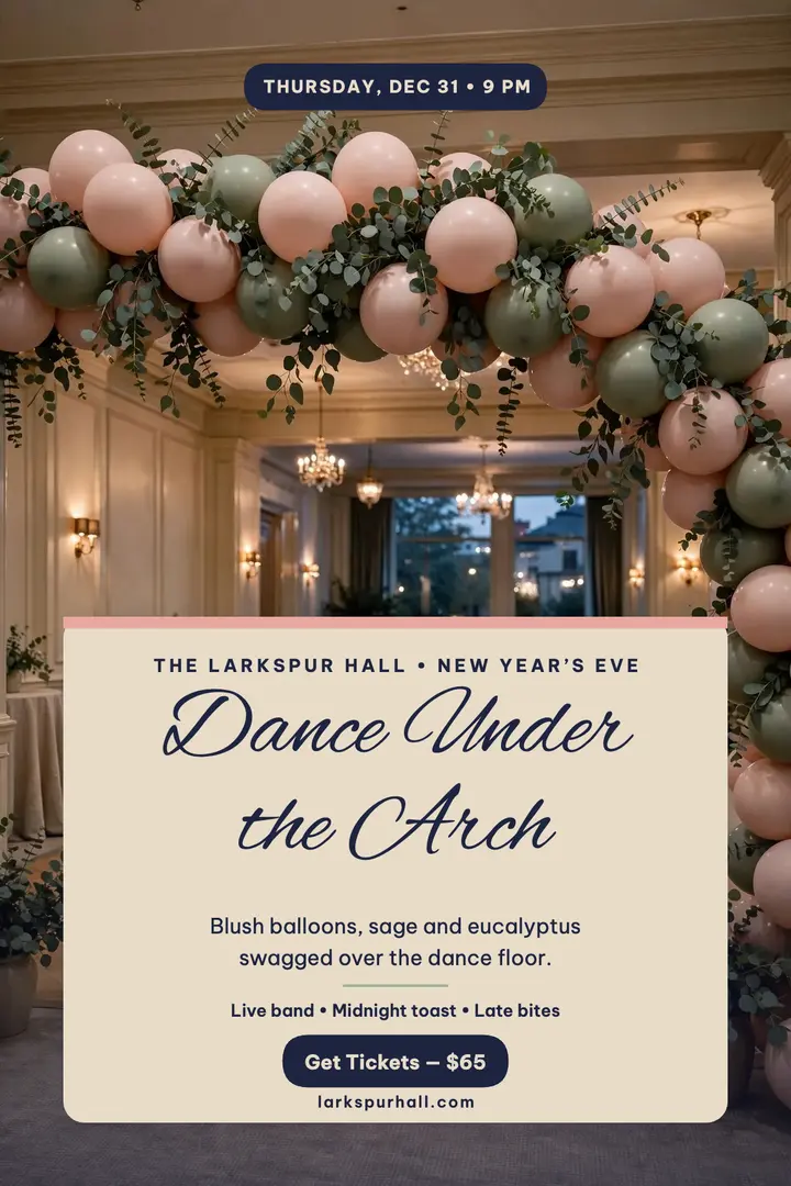 Larkspur Hall New Year's Eve arch poster template