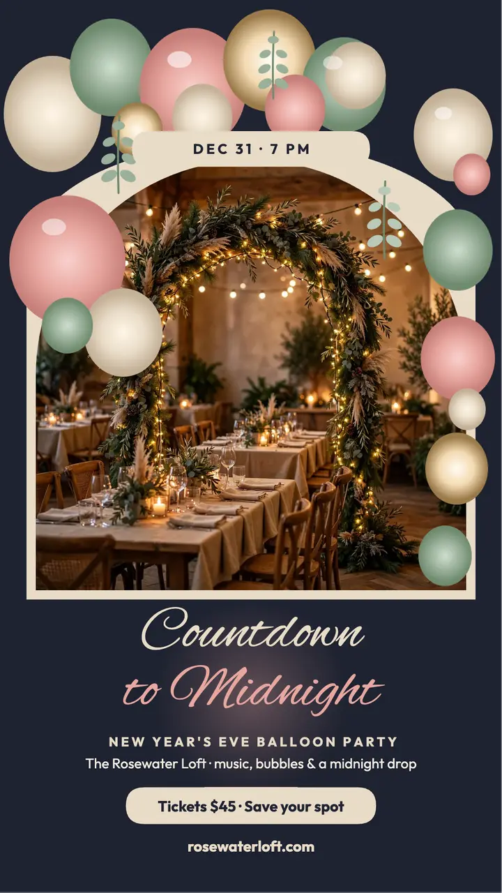 Countdown to Midnight balloon story template