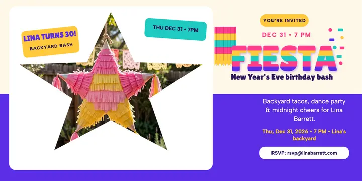 Lina Barrett New Year birthday fiesta post template