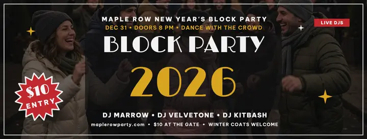 Maple Row New Year block party cover template