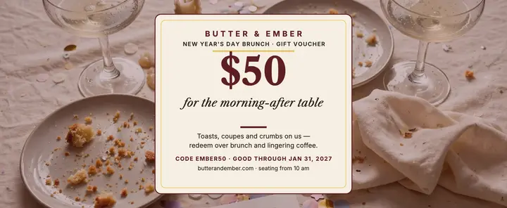 Butter and Ember New Year brunch voucher template