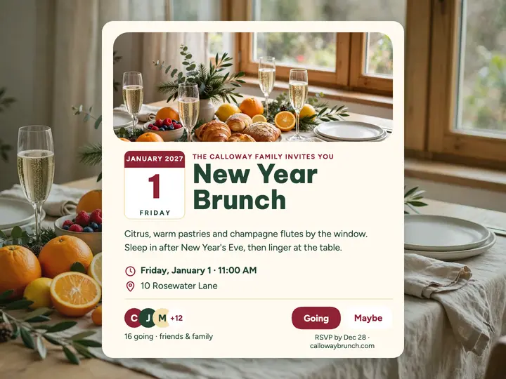 Calloway Family New Year brunch invite template