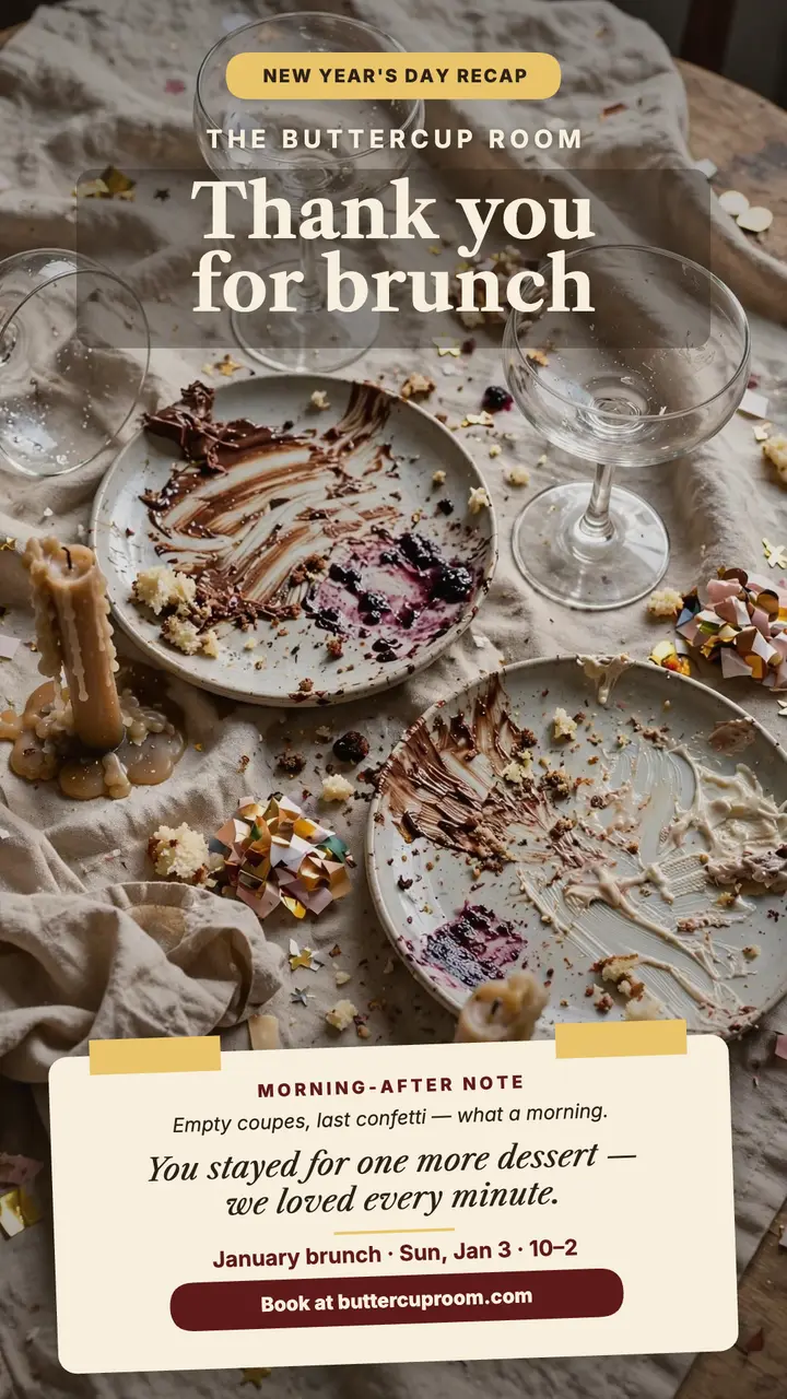Buttercup Room New Year brunch recap story template