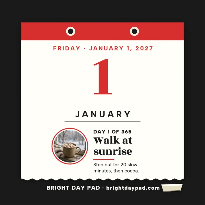 Bright Day Pad New Year calendar post template