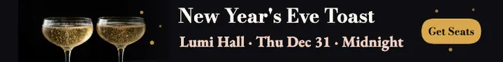 Lumi Hall New Year champagne toast ad template