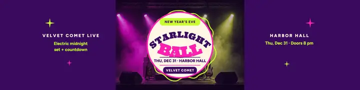 Velvet Comet Starlight Ball New Year banner: new year's eve concert banner template