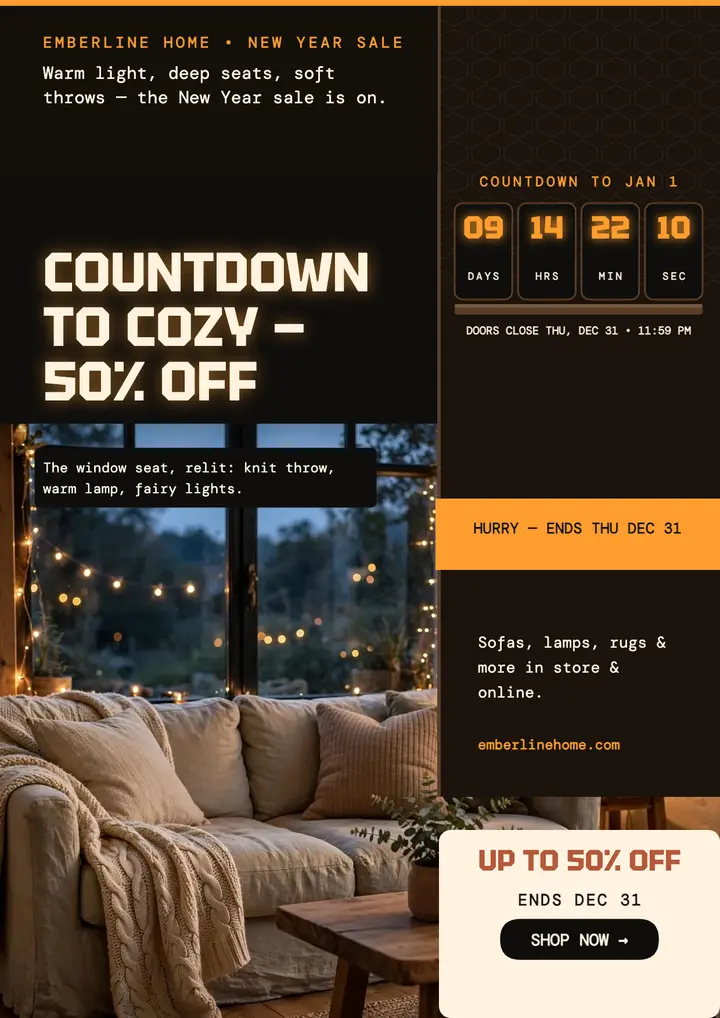 Emberline Home New Year countdown flyer template