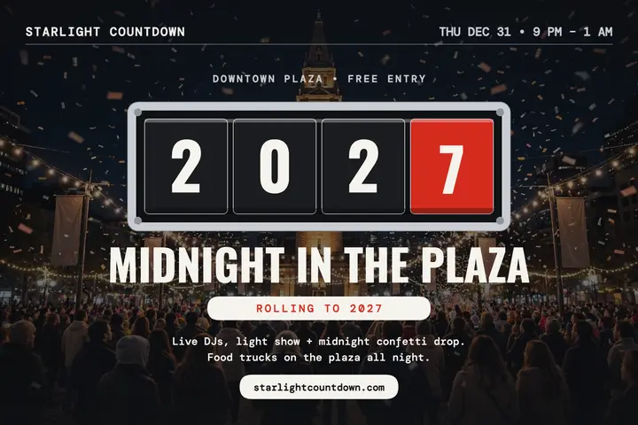 Starlight Countdown New Year party postcard template