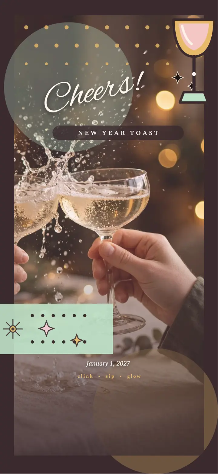 New Year coupe toast wallpaper template