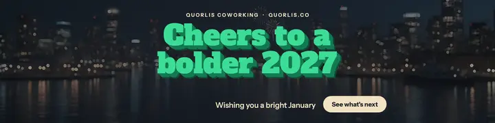 Quorlis Coworking New Year extruded banner template