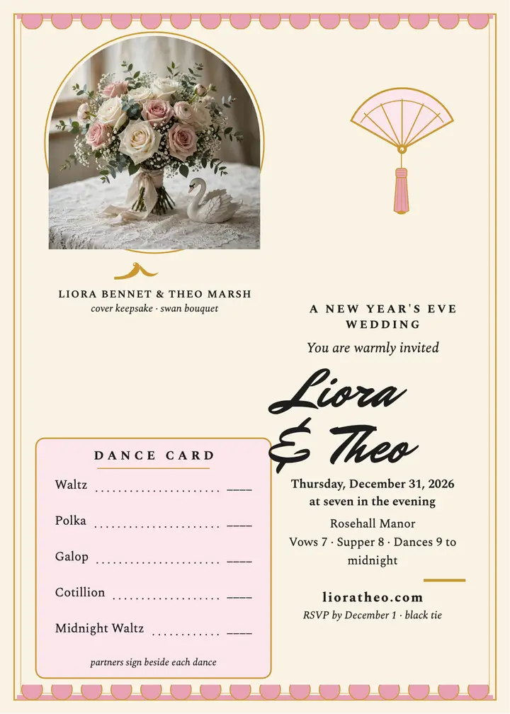 Liora and Theo New Year dance card template