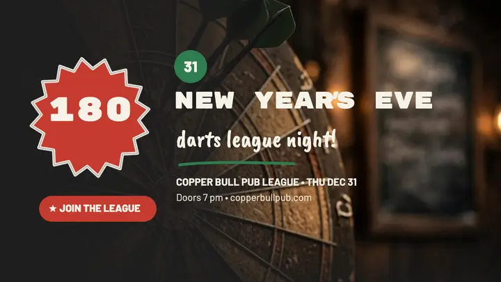 Copper Bull New Year darts league thumbnail template