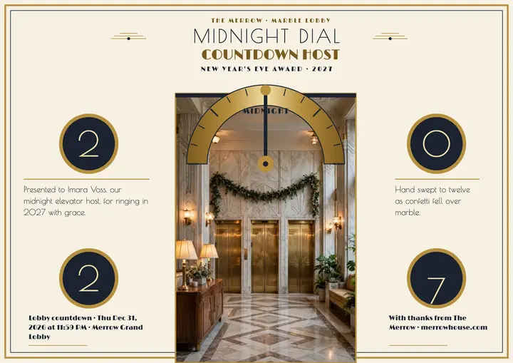 Merrow midnight dial countdown host certificate: new year countdown certificate template