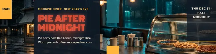 Moonpie Diner New Year pie party banner: new year diner party banner template