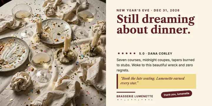 Brasserie Lumenette New Year review template