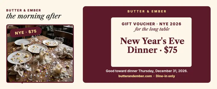 Butter and Ember New Year dinner voucher template