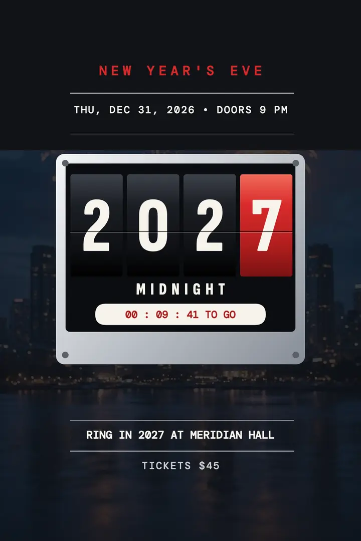Ring In 2027 drum countdown poster: new year countdown poster template