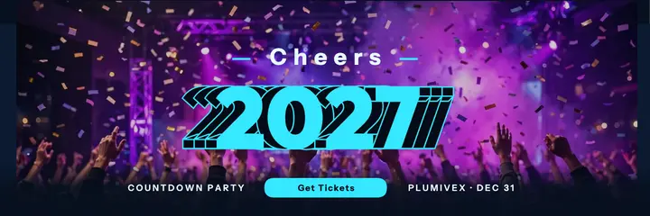 Plumivex New Year's Eve countdown party header, outline echo: new year's eve party header template