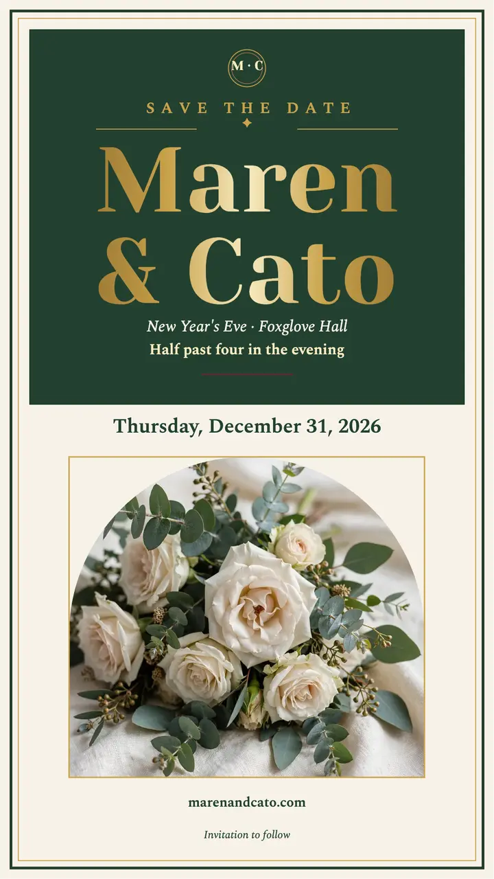 Maren and Cato New Year save the date template
