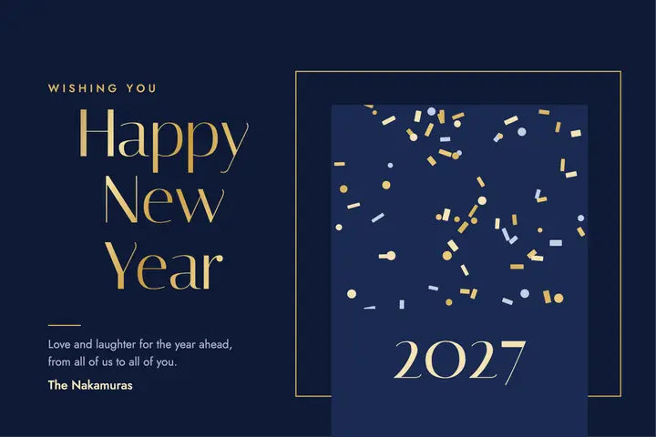 New Year family postcard template