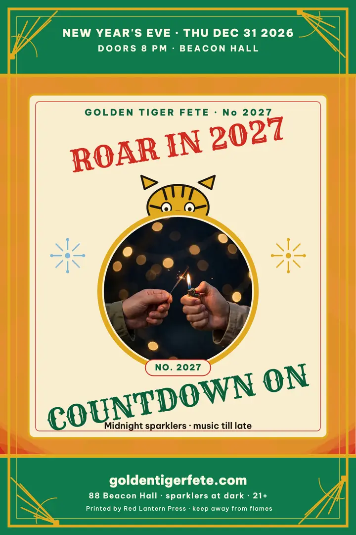 Golden Tiger Fete New Year poster template
