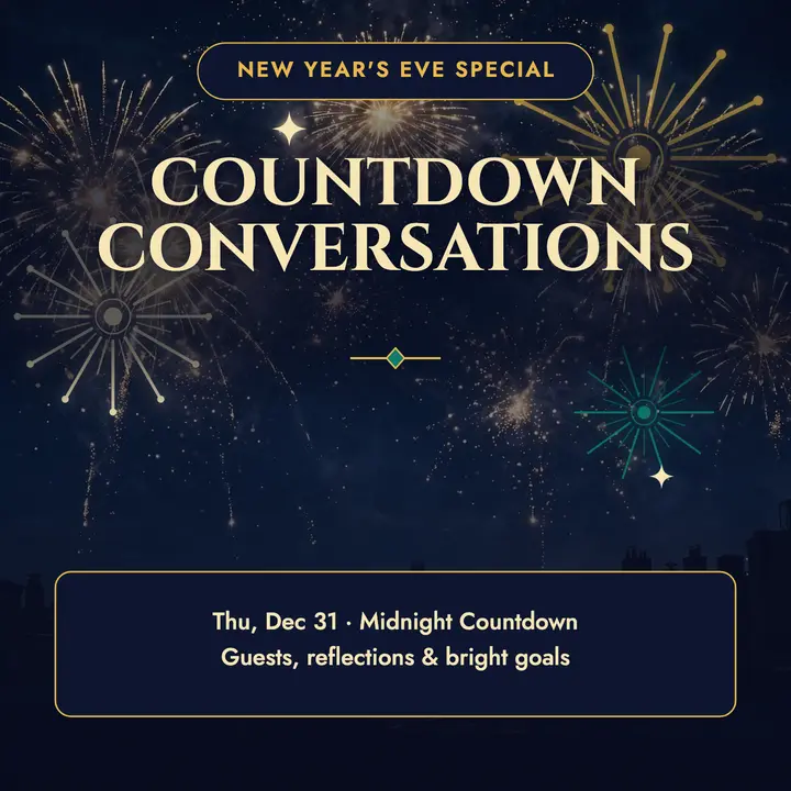 Countdown Conversations New Year cover: new year podcast cover template