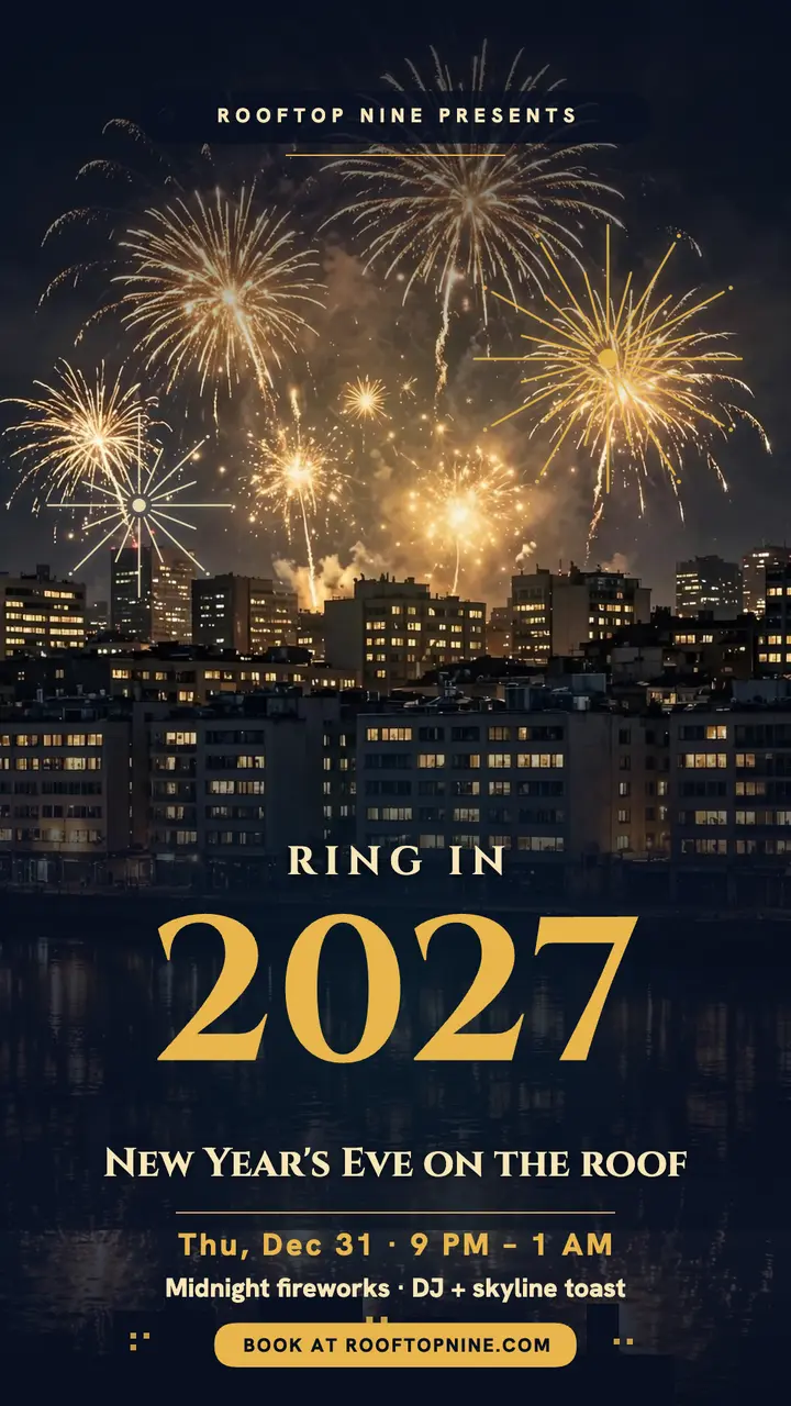 Rooftop Nine New Year fireworks story template