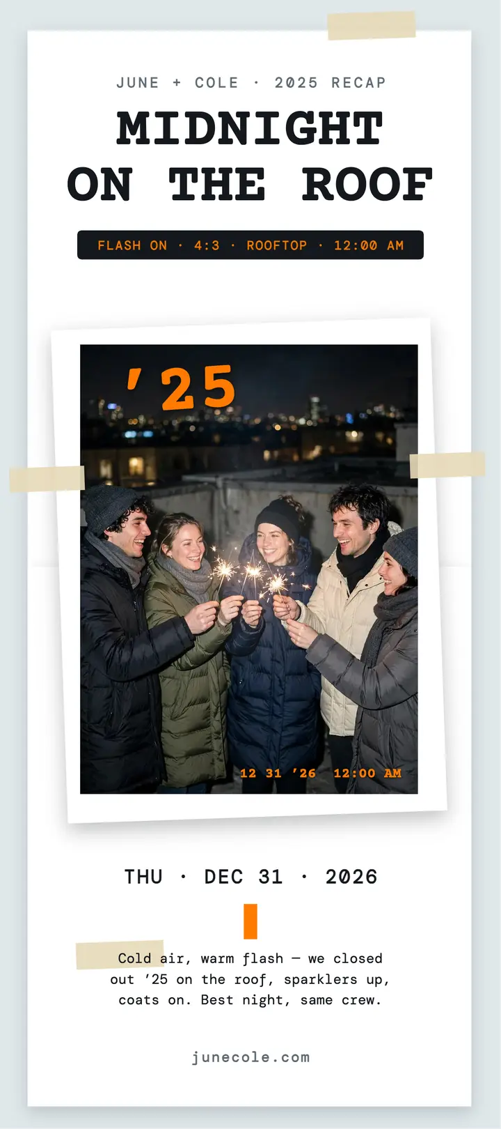Midnight on the roof New Year recap: new year recap card template