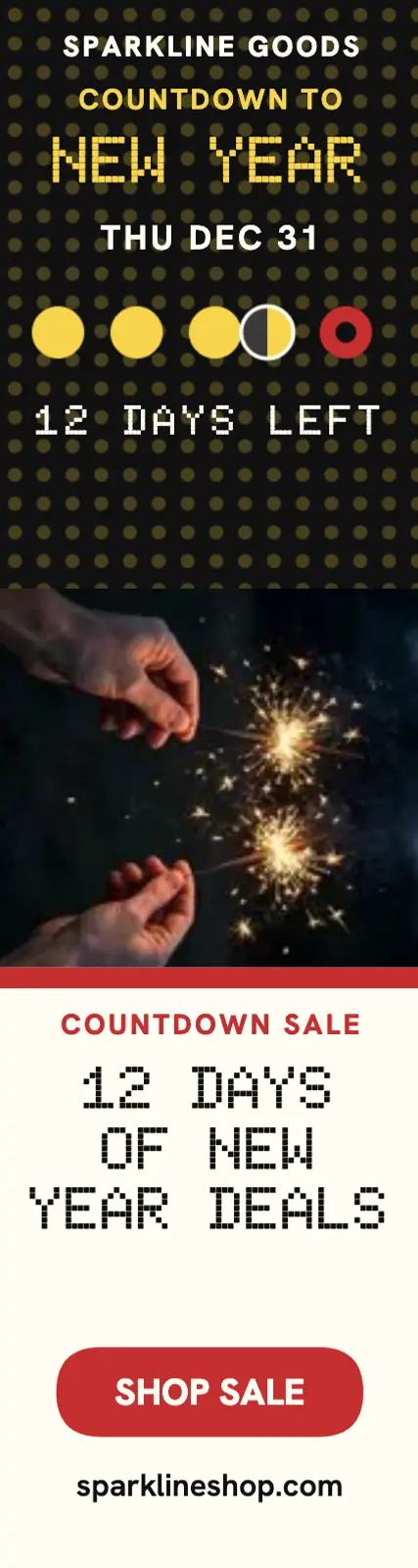 Sparkline Goods New Year countdown skyscraper ad: new year countdown ad template