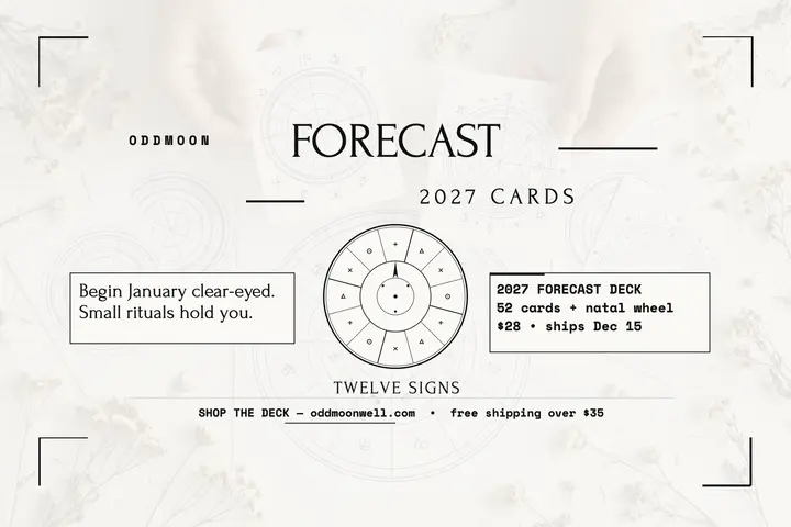 Oddmoon 2027 forecast deck postcard: horoscope forecast postcard template