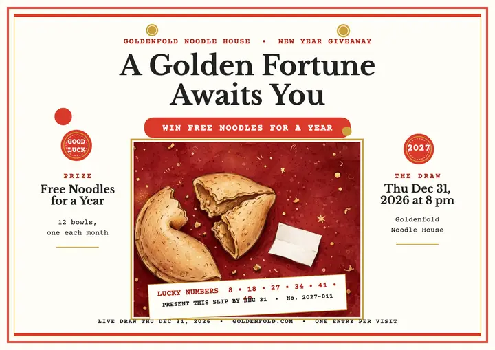 Goldenfold New Year fortune giveaway certificate template