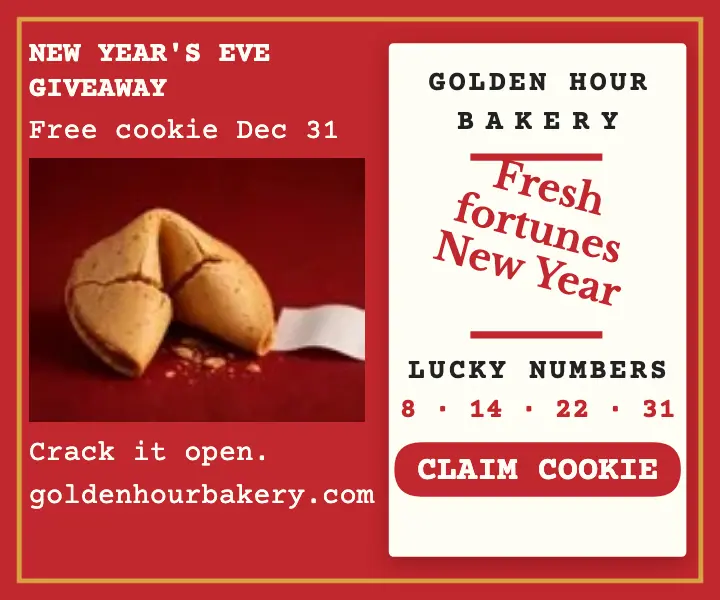 Golden Hour New Year fortune giveaway ad template