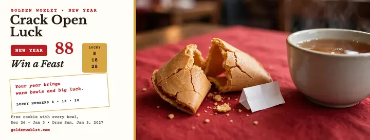 Golden Woklet New Year fortune cover template