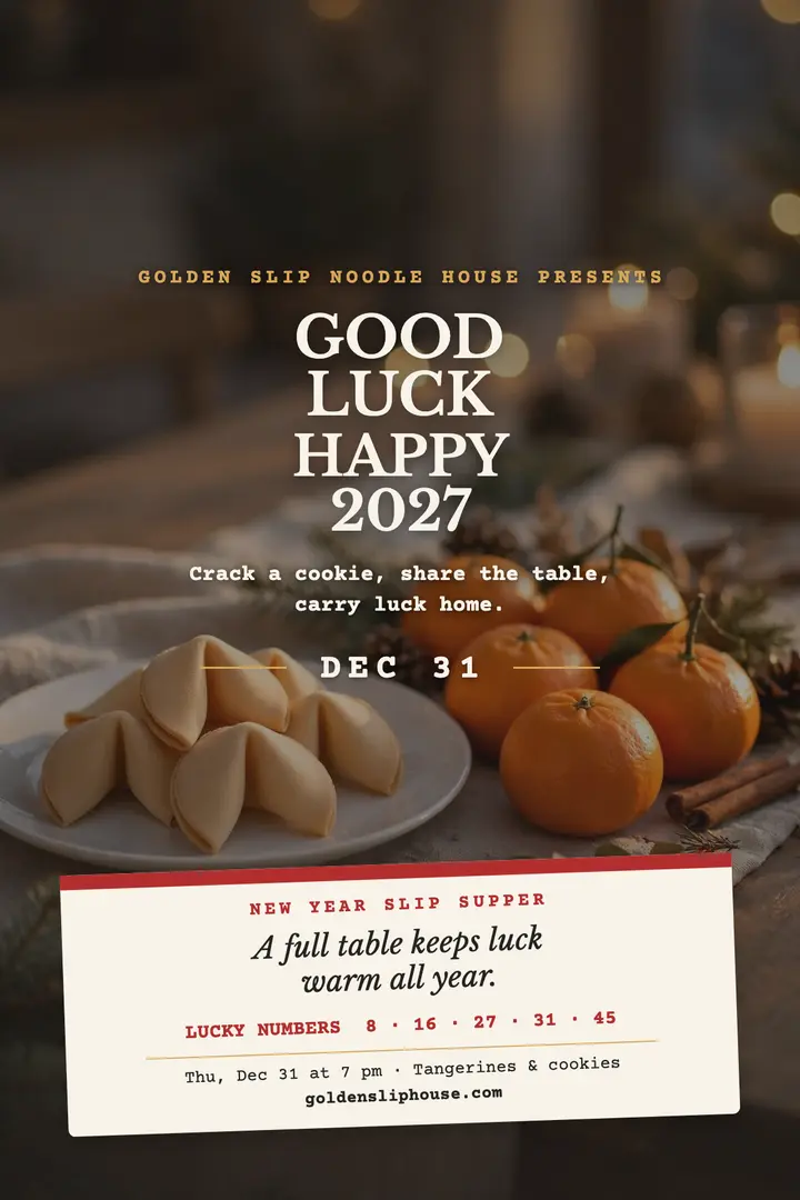 Golden Slip New Year fortune poster template