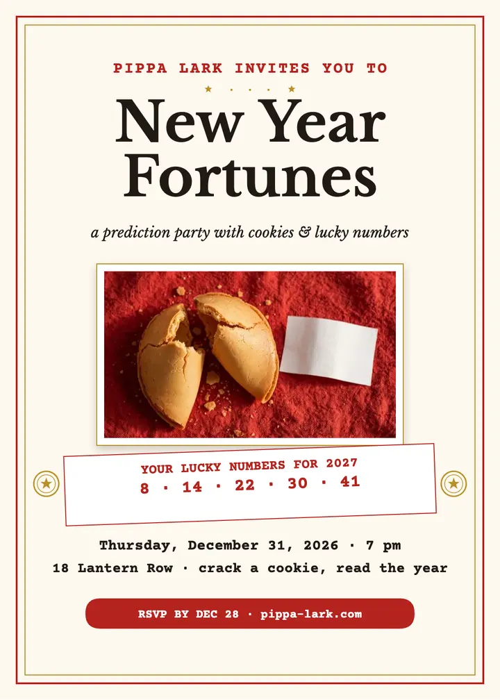 New Year Fortunes prediction party invitation template