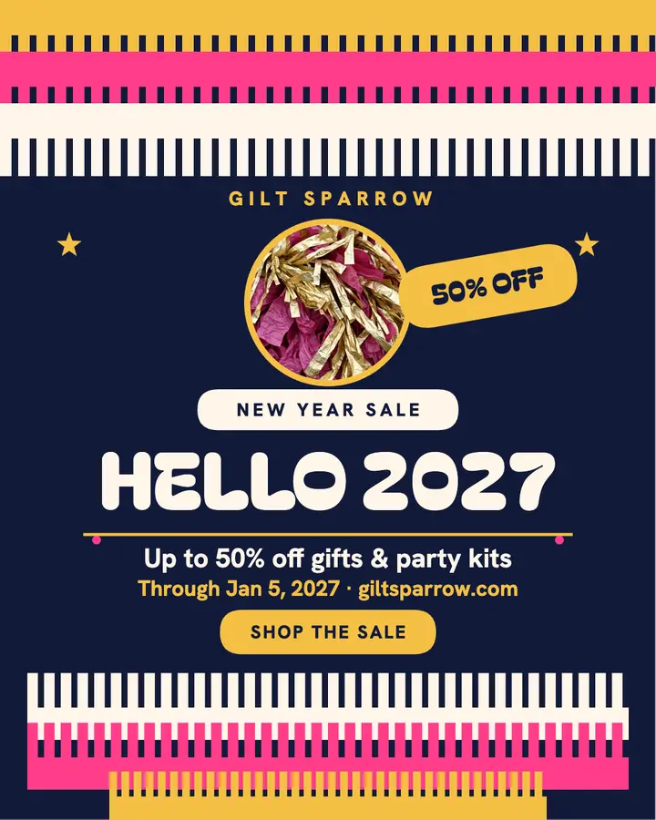 Gilt Sparrow New Year fringe sale post template