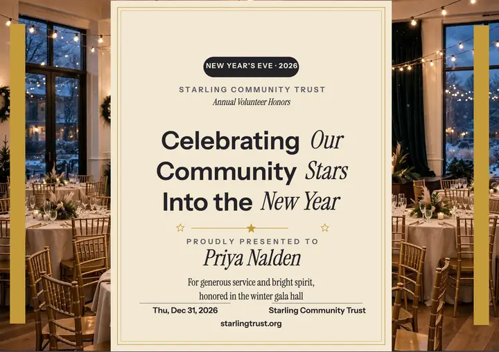 Starling New Year gala stars certificate template
