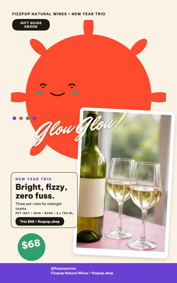 Fizzpop New Year wine trio ebook template