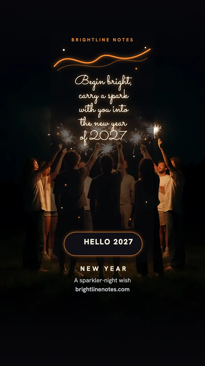 Bright spark New Year glow quote story: new year quote template