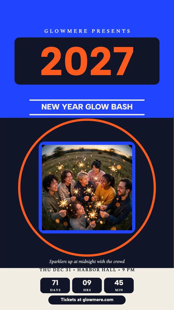 Glowmere New Year glow bash story template
