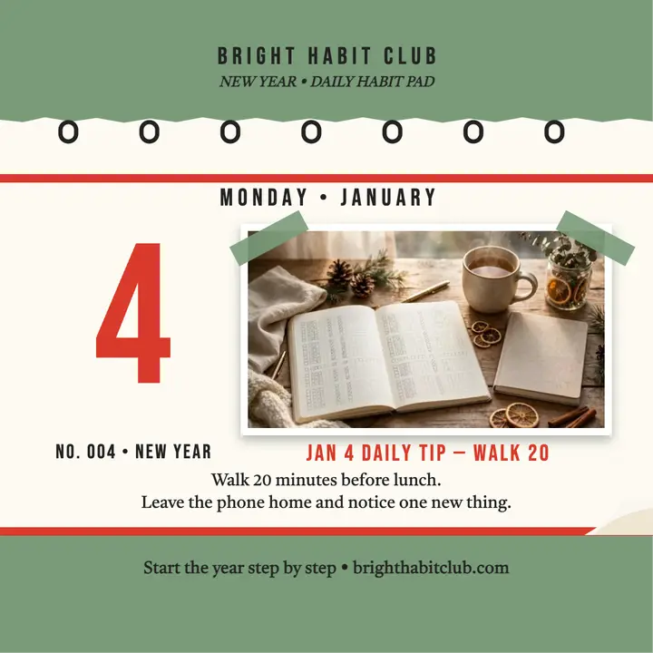 Bright Habit Club daily tip calendar post: habit calendar post template