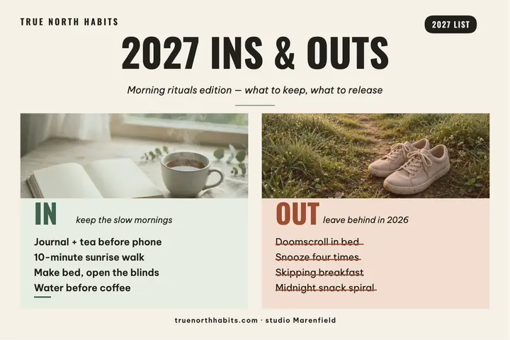 True North Habits 2027 ins and outs postcard template